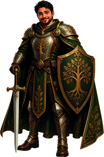 Personaje: caballero de escudo esmeralda